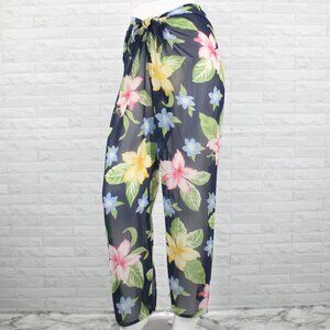 JANTZEN Pants Sheer Floral Swimsuit Cover Up Bottoms Summer Lightweight Tie M